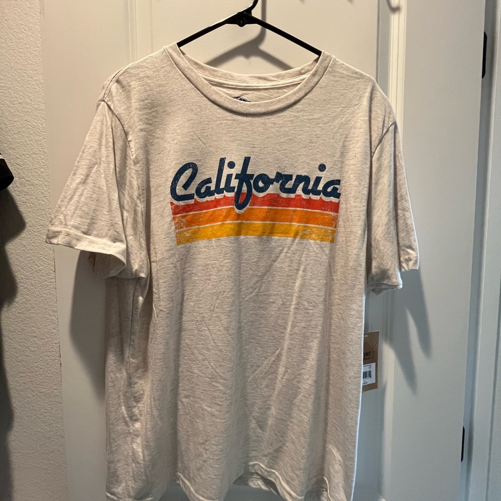 White Short Sleeve Tee with California Graphic